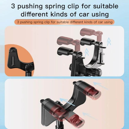 Yesido Car Rearview Mirror Phone Holder For Hands Free Driving 3 Axis - 3 pushing spring clip adjustable 360° rotation for navigation and calls