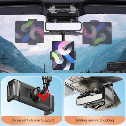 Yesido Car Rearview Mirror Phone Holder For Hands Free Driving 3 Axis mounted on mirror holding phone with 360° rotation for navigation and calls