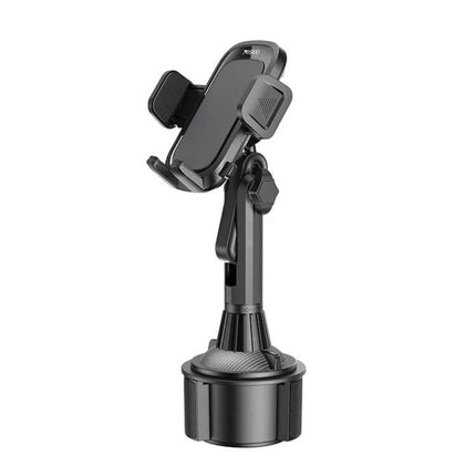 Yesido Car Cup Holder Phone Bracket 320 Degree Adjustable in black showing cup-fit base, adjustable arm and cradle for portrait or landscape viewing