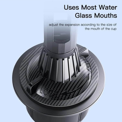 Yesido Car Cup Holder Phone Bracket 320 Degree Adjustable shown installed in cup holder with adjustable base and carbon-fiber texture