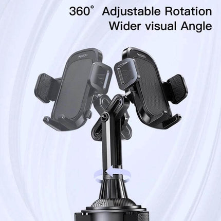 Yesido Car Cup Holder Phone Bracket 320 Degree Adjustable showing 320° swivel, adjustable base and portrait/landscape phone mount for cars