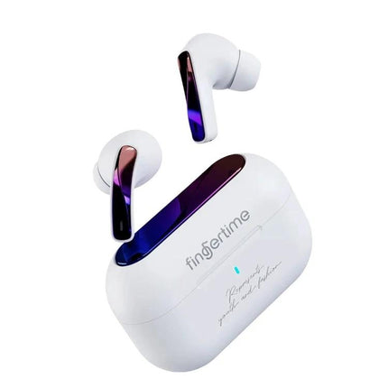 Fingertime Wireless In Ear Earbuds Blue For Commuting compact blue T17 TWS earbuds with case, ANC, polymer diaphragm, commuting-ready design