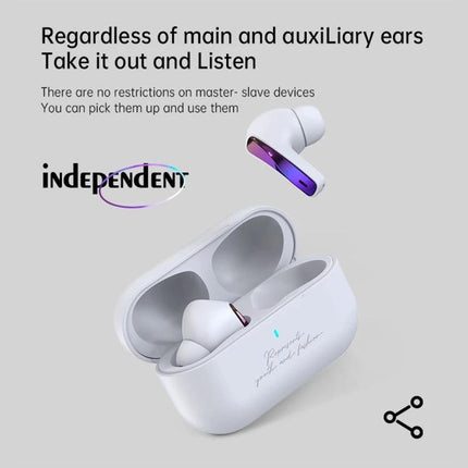 Fingertime Wireless In Ear Earbuds Blue For Commuting compact TWS earbuds with open charging case and purple-accent stem