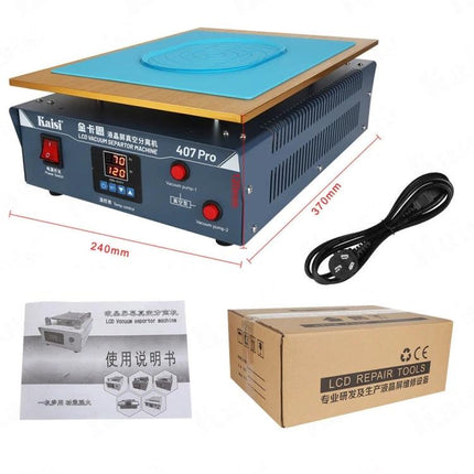 Kaisi 17-Inch LCD Screen Separator for Device Repair - all-aluminum heating plate, 407 Pro vacuum separator with power cord and manual