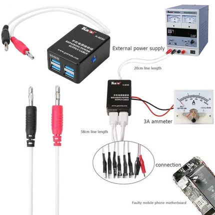 Kaisi Power Supply Activation Cable for iPhone 6 to 14 Pro Max - repair testing cable with ammeter connection and external power supply