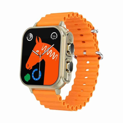 Watch That Doubles as Earphones for Daily Workouts and Calls — orange smartwatch with built-in Bluetooth earphones, 1.96-inch HD screen for music, calls, and fitness
