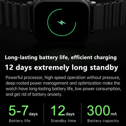 Watch That Doubles as Earphones for Daily Workouts and Calls - black smartwatch showing charging icon, 12-day standby, 5-7 day battery life