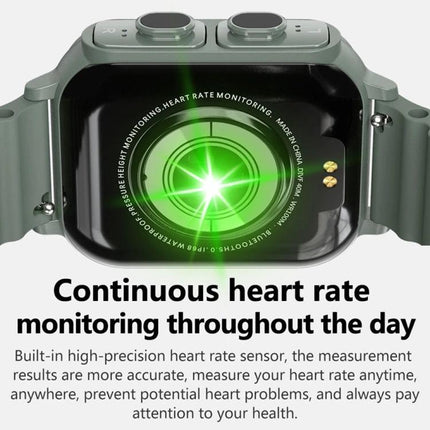 Watch That Doubles as Earphones for Daily Workouts and Calls showing back sensor and 1.96-inch HD screen for continuous heart rate monitoring