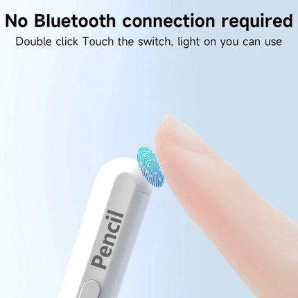 BP16 Universal Stylus Pen for Touch Screens on Phones and Tablets showing touch-activated POM tip and no Bluetooth required
