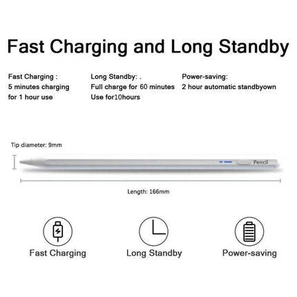 BP16 Universal Stylus Pen for Touch Screens on Phones and Tablets - slim aluminum alloy stylus with POM tip, fast charging, long standby, power-saving