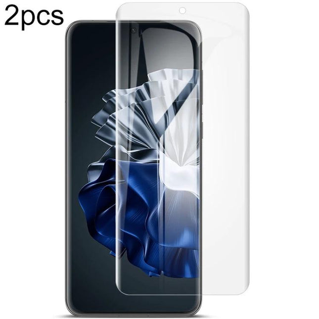 Imak Curved Hydrogel Screen Protector For Smartphone Displays on curved phone showing edge-to-edge clear coverage and ultra-thin profile