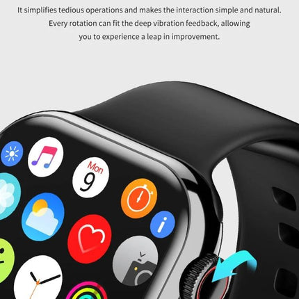 A Versatile Smart Watch for Everyday Wellness and Connectivity with colorful app icons, heart and activity tracking display on black strap watch