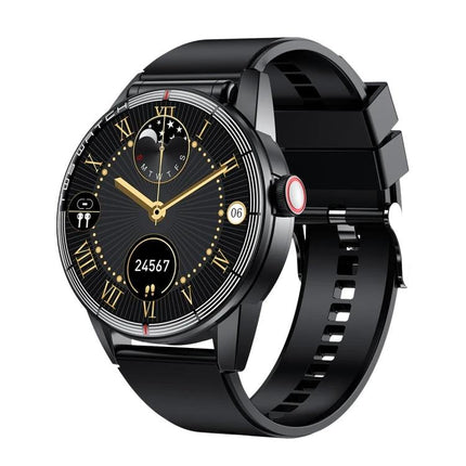Daily Smart Watch with Built-in Earphones for Active Lifestyles - black round touchscreen watch with fitness and call icons
