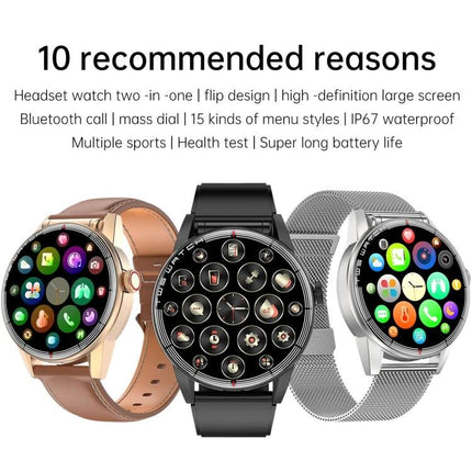 Daily Smart Watch with Built-in Earphones for Active Lifestyles - three stylish smartwatch models showing app screens, built-in earphones and fitness features