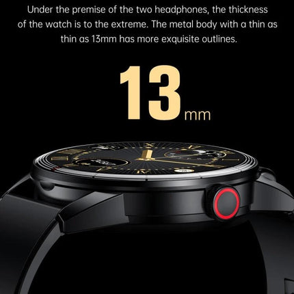 Daily Smart Watch with Built-in Earphones for Active Lifestyles, 13mm thin metal body side profile showing crown and slim design