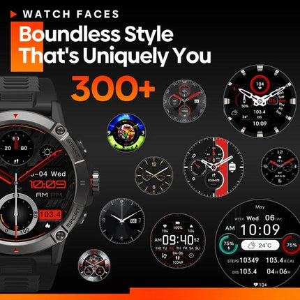Zeblaze Smart Watch for Daily Health and Connectivity Tracking - black smartwatch displaying 300+ customizable watch faces and health/connectivity metrics