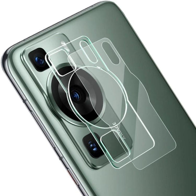 Imak Tempered Glass Protector For Smartphone Camera Lenses showing clear tempered glass pieces aligned over phone camera module to prevent scratches