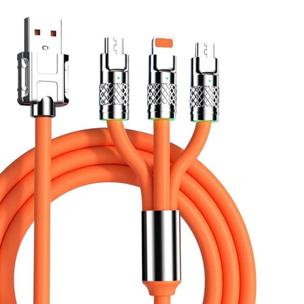 Mech Series Cable for Everyday Device Charging Needs - orange multi-tip USB charging cable with metal connectors