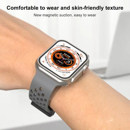 Magnetic Clasp Silicone Watch Band For Apple Watch 45mm