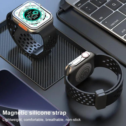 Magnetic Clasp Silicone Watch Band For Apple Watch 45mm