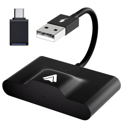 Wireless CarPlay Adapter For Wired CarPlay Systems USB C black plug-and-play dongle for converting USB CarPlay to wireless, compact USB-C connector