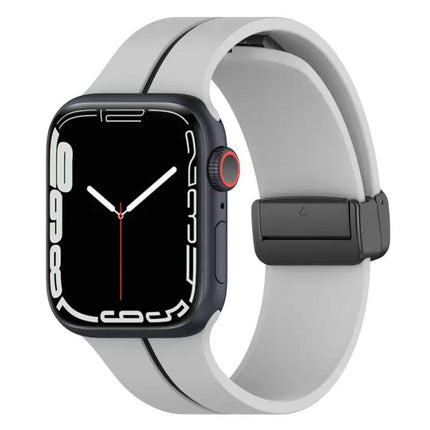Two Tone Silicone Folding Buckle Watch Band Apple 44/49mm