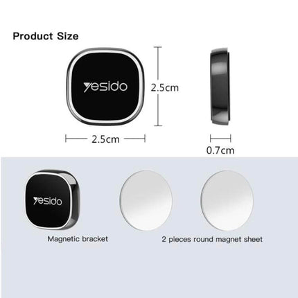 Yesido Car Dashboard Magnetic Phone Holder Black Mini compact 2.5cm magnetic dashboard bracket with 2 round magnet sheets