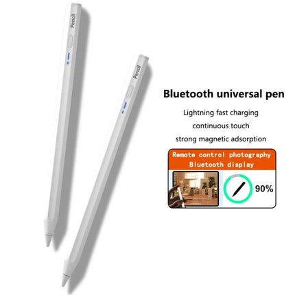 Type-C Charging Universal Bluetooth Stylus Pen for iPads and Android Tablets - white aluminum alloy stylus with POM nib, Type-C charging, Bluetooth, magnetic attachment