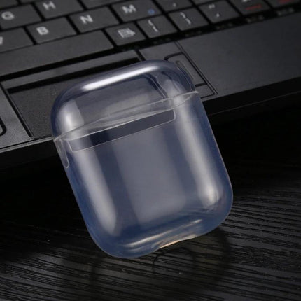 Protective Case for AirPods in Daily Commutes and Activities clear flexible TPU case protecting AirPods on a desk or commute
