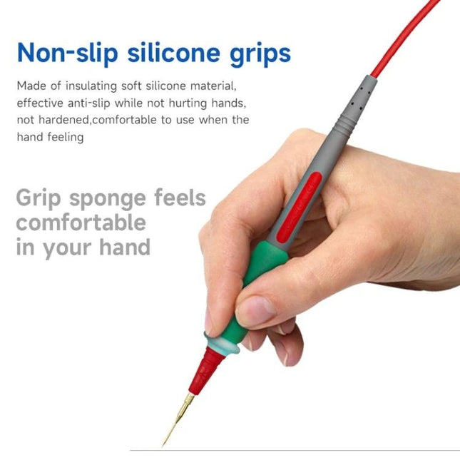 Xinzhizao Universal Multimeter Pen for Electrical Testing showing non-slip silicone grip held in hand for precise voltage and circuit testing