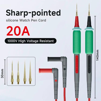 Xinzhizao Universal Multimeter Pen for Electrical Testing - sharp-pointed 20A 1000V high-voltage resistant probe set with green grips and replaceable gold tips