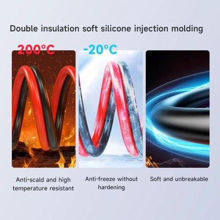 Xinzhizao Universal Multimeter Pen for Electrical Testing showing double insulation silicone wires resistant from -20°C to 200°C, anti-scald, anti-freeze, soft and unbreakable