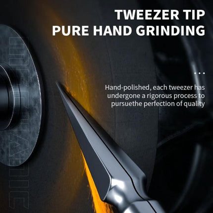 Mechanic Non-Magnetic Pointed Tweezers for Precision Handling hand-polished pointed tip close-up showing precision grinding