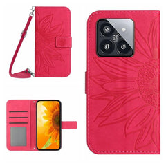 Sunflower Embossed Leather Flip Phone Case with Lanyard for Xiaomi Redmi 13C 5G