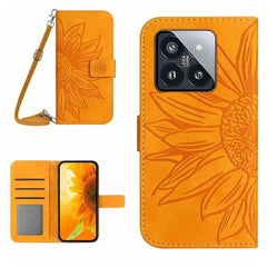 Sunflower Embossed Leather Flip Phone Case with Lanyard for Xiaomi Redmi 13C 5G