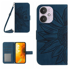 Sunflower Embossed Leather Flip Phone Case with Lanyard for Xiaomi Redmi 13C 5G