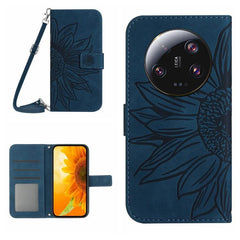 Sunflower Embossed Leather Flip Phone Case with Lanyard for Xiaomi Redmi 13C 5G