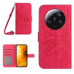 Sunflower Embossed Leather Flip Phone Case with Lanyard for Xiaomi Redmi 13C 5G