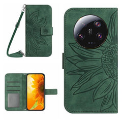 Sunflower Embossed Leather Flip Phone Case with Lanyard for Xiaomi Redmi 13C 5G