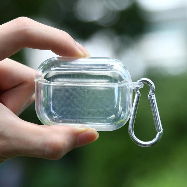 AirPods Protective Case with Hook for Daily Commutes - clear TPU protective case with integrated carabiner for commuting and gym use