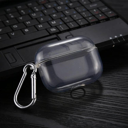 AirPods Protective Case with Hook for Daily Commutes clear TPU case with carabiner for travel and gym protection