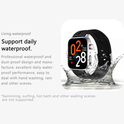 Daily Health Monitoring Smart Watch for Everyday Use - waterproof smartwatch showing heart rate and steps while splashing in water