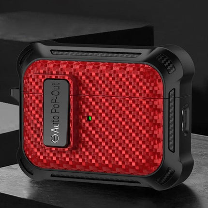 Alpha Case Safeguards Earphones for Daily Outings red textured protective earphone case with quick-access charging port