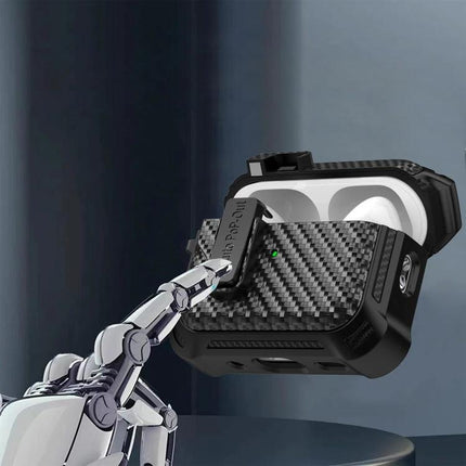 Alpha Case Safeguards Earphones for Daily Outings — carbon-fiber protective earphone case with easy-access lid and clip