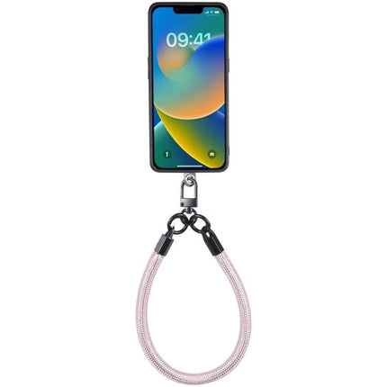 Universal Phone Lanyard for Hands-Free Wear as Bracelet Option showing phone attached to wearable bracelet-style lanyard