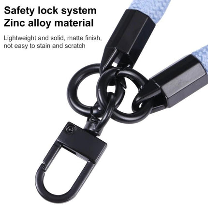 Universal Phone Lanyard for Hands-Free Wear as Bracelet Option showing zinc alloy safety lock system and durable clip