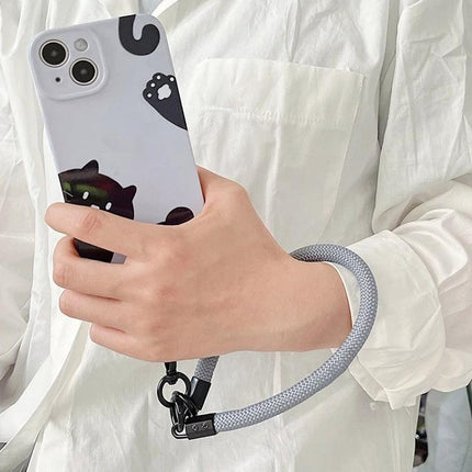 Universal Phone Lanyard for Hands-Free Wear as Bracelet Option shown on wrist with phone case for secure hands-free use