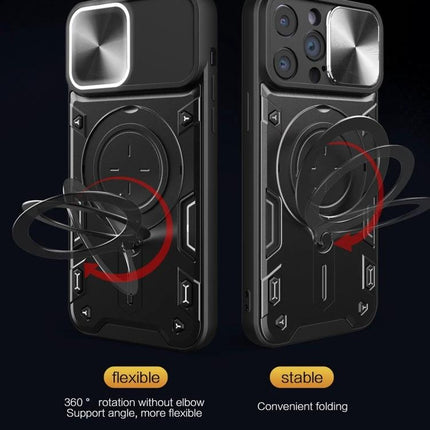 Essential Phone Case for iPhone Everyday Protection slim TPU PC case with 360° rotating ring and camera cover, durable everyday protection