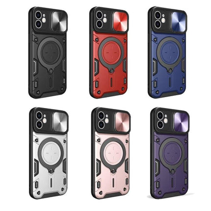 Handy Phone Case for Everyday iPhone Protection showing six rugged slim TPU PC cases with camera cover in black red blue silver rose gold and purple