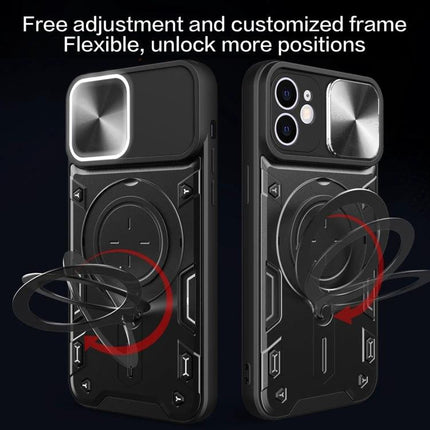 Handy Phone Case for Everyday iPhone Protection slim TPU PC case with sliding camera cover and rotating ring kickstand